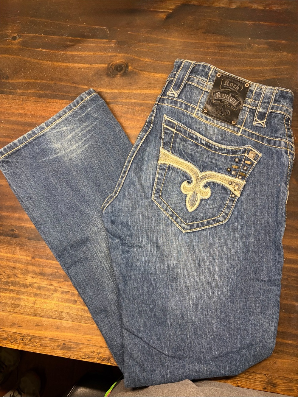 RockRevival Embroidered Pocket Blue Jeans- George